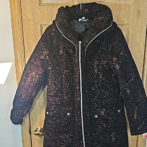 NorthStyle Women's Black Lace Puffer Coat